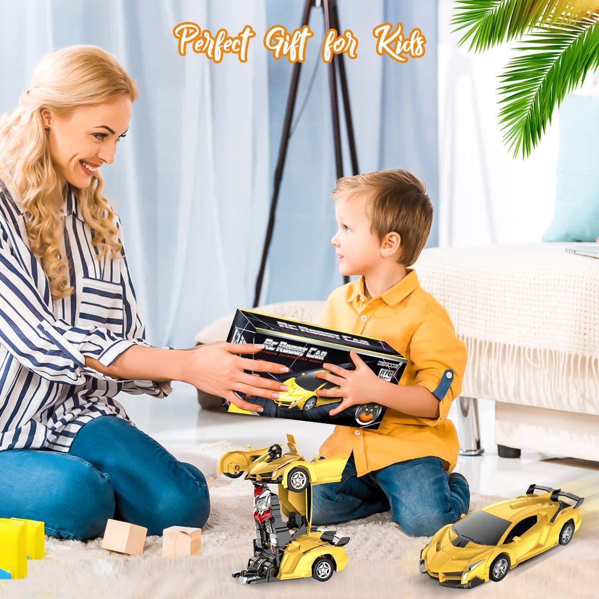 Remote Control Car Transforming Robot RC Car for Kids, 2.4GHz 1:18 Scale Transform Car Vehicle with One Button Deformation & 360°Rotating Drifting, R