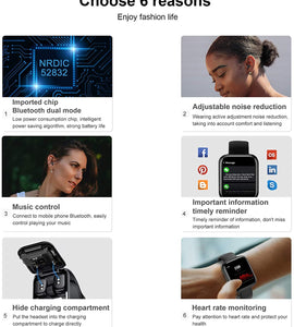 Smart Watch with Bluebooth Earbuds