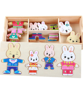 Little Bear Change Clothes Children's Early Education Wooden Jigsaw Puzzle