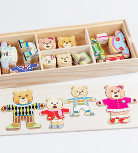 Little Bear Change Clothes Children's Early Education Wooden Jigsaw Puzzle