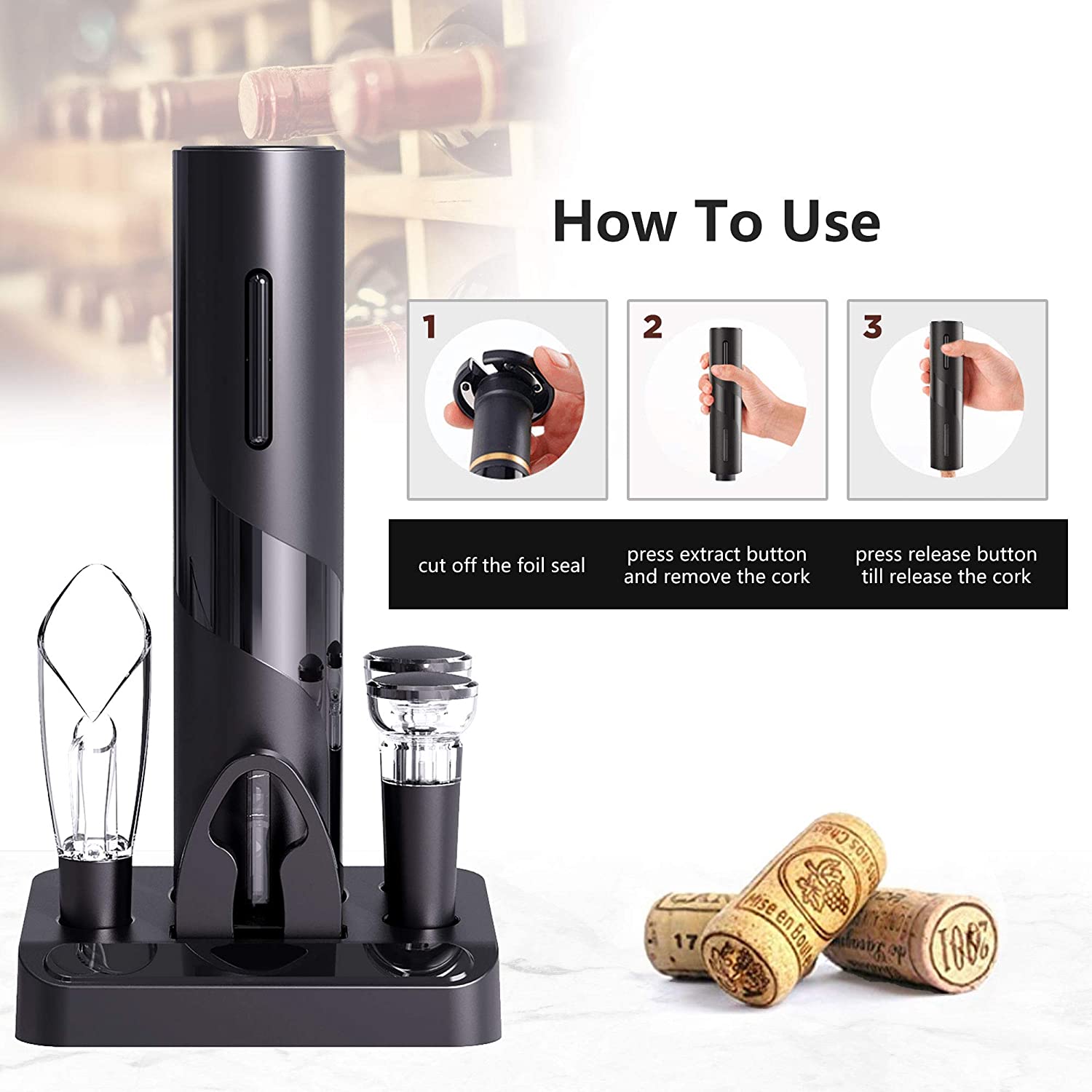 Reusable Wine Bottle Openers with Accessories for Kitchen Party