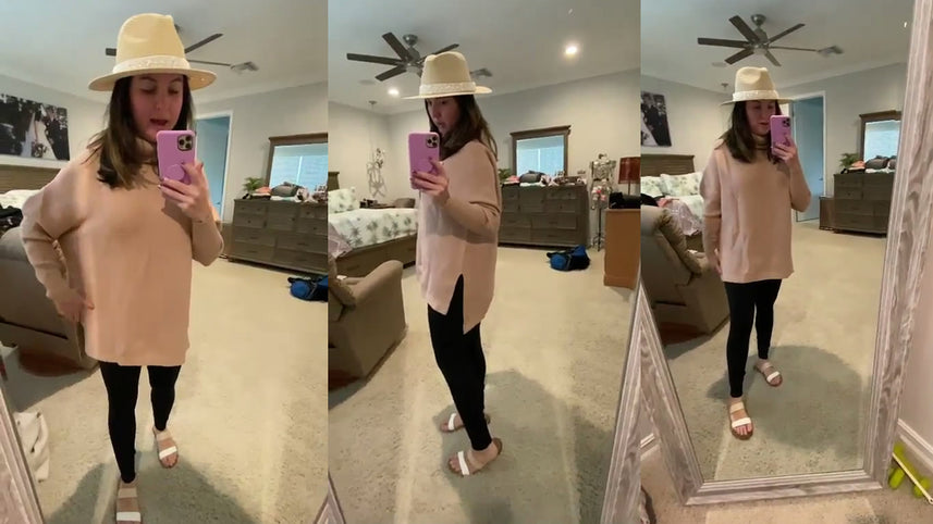 Women's Long Turtleneck Sweater with Asymmetrical Hem
